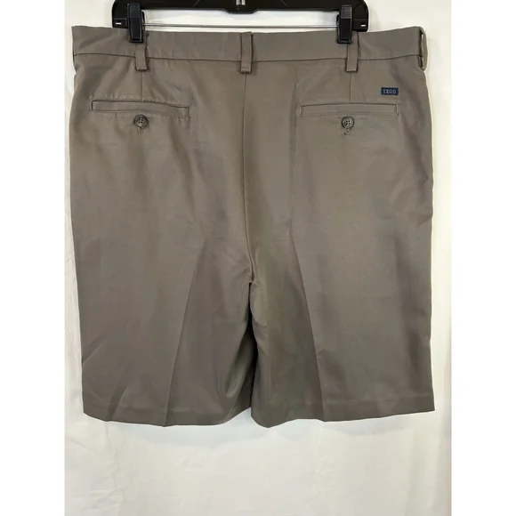 Izod Mens Sz 38 Olive Green Pleated Front Shorts Bermuda 100% Polyester Golf EUC - Picture 4 of 6